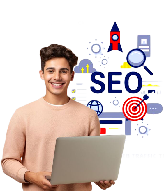 Man with laptop SEO